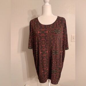 LuLaRoe Black and Red Boxy Short Sleeve Top
